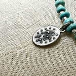 Vintage Virgin Mary blue and black beaded pendant necklace Photo 3