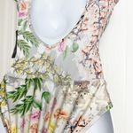 Rachel Roy Floral Print Swimsuit Size Extra Small XS Mesh V Neck Bathing Suit Photo 3