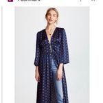 Free People   Alexa Duster  Floral Print V Neck Button Front size Satin size L Photo 5