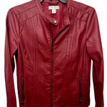 Christopher & Banks Christopher Banks Red Leather Motorcycle Jacket Photo 0