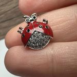 Swavorski Swarovski Crystal Enamel Ladybug Bug Necklace Silver Tone Photo 5