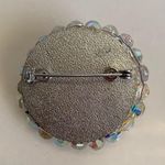 Aurora Borealis Round Beaded Vintage Brooch Pin Silver Photo 2