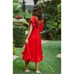 Free People Bohemian Folklore 70s Bali Embroidered Midi Dress Kimono Red Small Photo 2