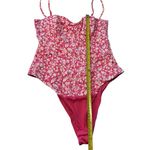 ZARA  Size M Floral Corset Bodysuit‎ Hot Pink Microfloral Coquette Feminine NWT Photo 8