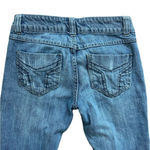 Junior Girls Miley Cyrus + Max Azaria Ripped Distressed Skinny Jeans, Size 1 Blue Photo 4