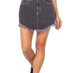 Celebrity Pink Washed Out Black Frayed Fringed Hem Mini Skirt Pockets 15/32 Photo 0