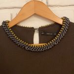 ZARA knit top with beaded neckline size small Photo 2