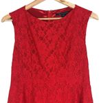 French Connection Lace Fit & Flare Dress Womens 6 Red Mini Sleeveless Classy Photo 3