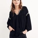 Madewell  Black Blouson Sleeve Boho Long Sleeve Top M Photo 0