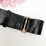 Rag and Bone  Adjustable Leather Belt Rose Gold Hardware Black Photo 4