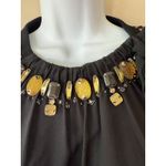 Tory Burch  Leopard Print Silk Wool‎ Embellished Neck Long Sleeve Top Blouse  Bow Photo 1