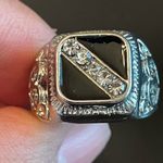 Black obsidian stone CZ S925 silver ring size 8 Photo 4