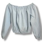 Brandy Melville John Galt Off The Shoulder Blue White Striped Crop Top Size OS Photo 3