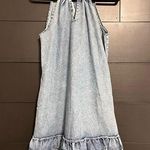 Denim Halter Top Keyhole Tie Neck Mini Dress Women’s Sz Small EUC Blue Photo 0
