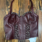 Akira NWT burgundy pleather Corset with Rhinestone Accents Photo 0