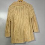 Aran Crafts Cardigan Sweater Medium Soft Yellow Merino Wool Knit Irish Fisherman Photo 2