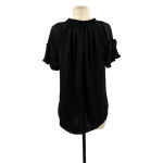 Current Air  Los Angeles‎ Black Ruffle Short Sleeve Blouse Size Small Photo 6