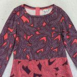 Boden Paisley Print Long Sleeve Cotton Dress Womens 4 Casual Purple Photo 2