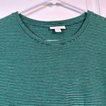 J Jill Green Navy Striped Linen Blend Short Sleeve Shirt Small EUC #7581 Blue Photo 3