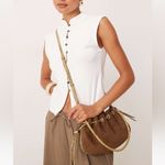 ASOS - brown faux suede shoulder bag adjustable crossbody snake trim detail Photo 4