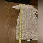 Eliza J  Silver Sequin Sheath Flutter Sleeve Mock Neck cocktail Mini dress 8 NWT Photo 5