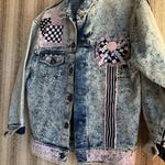 VINTAGE Tickle Me! New York Denim Jacket Y2K White Washed Women’s Style Coat Blue Size L Photo 2