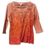 Chico's  Top‎ Women Size 0 Colorful 3/4 Sleeve Round Neck Tunic Shirt Sequins Photo 0