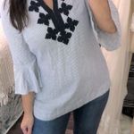 Sharagano  blue striped tunic top size small Photo 0