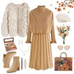 Chicwish Womens soft heart shaped balls Thick open Cardigan Sweater ivory cream Photo 10