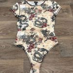 Rue 21 Tie Dye Floral Dragon Bodysuit Contrast Stitch Super Soft Women’s Small Photo 0
