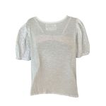 cupio  Eyelet Short Sleeve Blouse Top Round Neck Sz Medium White Photo 2