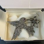 Vintage AVON 1992 Hummingbird Signed Brooch Pin Silver Marcasite Purple stone Photo 5