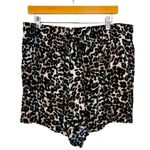 C. Wonder Women's Cabana Shorts Soft Elastic Tie Waist Pockets Leopard Size XXL Brown Photo 3