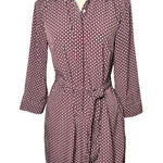 Banana Republic ‎ Red Blue Geometric Print Belted Shirt Dress Size 4 3/4 Sleeve Photo 0
