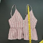 Cotton Candy LA  Red Striped Button Front Peplum Hem Cropped Top Size Small Photo 9