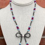 Navajo Style Pearl Bow Necklace with White, Turquoise, Pink & Black Disks Silver Photo 0