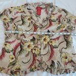 Oscar de la Renta linen Blend Sz: L Hawaiian Floral ruffled Lightweight Blouse. Photo 1