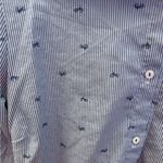 ZARA Basic Collection Blue Stripe Bicycle Long Sleeve Button Up Shirt Womens M Photo 2