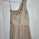 David's Bridal David Bridal Elegant One-Shoulder Beige Dress 8 Photo 3