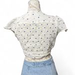 American Eagle  White Polka Dot Tie Front Crop Top Women's Medium Y2K Festival Photo 3