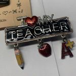 Lot Of 3 Brooch Pins ABC, School, I ❤️ Heart My Teacher Photo 1