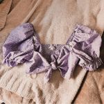 For Love & Lemons  Chelsea puff sleeve purple polka dot tie front top Photo 0