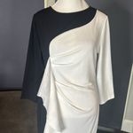 Womens Black & White Asymmetrical Ruffled Front Midi Dress 3/4 Sleeve Size M NEW Size M Photo 1