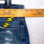Levi's  569 Cut Off Distressed Denim Shorts Womens 30/31 Patches Y2K Festival‎ Photo 7