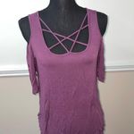 West Coast Love Cold Shoulder Plum Cross Front Blouse Photo 0