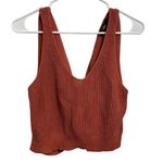 Lulus Knit Crop Top Rust Orange Sleeveless V Neck Twist Back Casual Medium Photo 2
