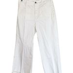 NYDJ NWT  Front Patch Pocket  Wide Leg Capri Jeans Frayed Hem White Photo 5