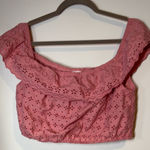 Midnight sky Pink cropped off the shoulder or not eyelet lace like new XL top Photo 0
