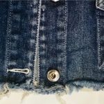 Ultra Short Cropped Raw Hem Denim Jacket Blue Size L Photo 3