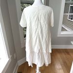 Vintage Ivory Cotton Long Flowy Short Sleeve Cardigan Top Made in Thailand White Size M Photo 2